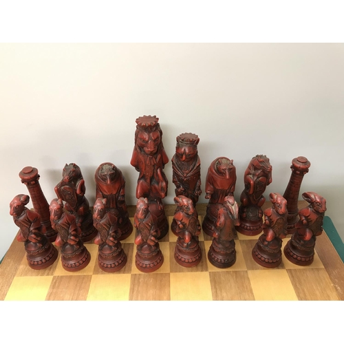 730B - CHESS BOARD WITH LOVELY MYTHICAL CREATURES CHESS SET