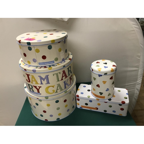 736 - 5 X EMMA BRIDGEWATER POLKA DOT COLLECTABLE TINS