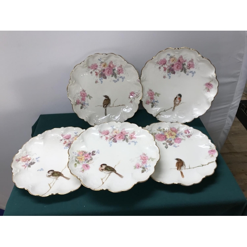 738B - PRETTY FRENCH LIMOGES CAKE SET INC CAKE STAND, 2 DISHES & 5 X PLATES