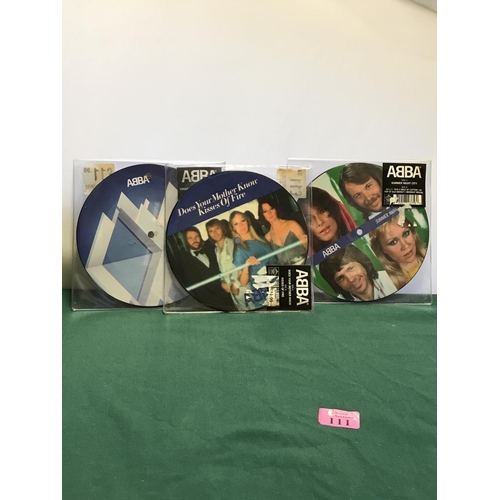 111 - 3 X LIMITED EDITION ABBA 45s PICTURE DISCS