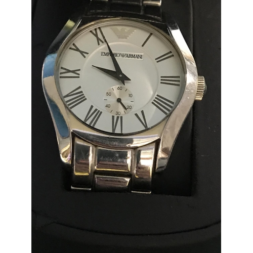 118 - BOXED EMPORIO ARMANI WATCH IN ORIGINAL BOX AND PAPERWORK - CLOCKS AND WATCHES ARE NOT TESTED