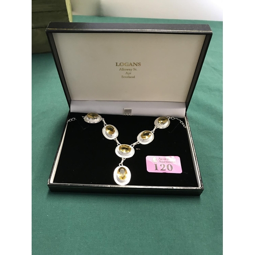 120 - BEAUTIFUL 925 SILVER & CITRINE NECKLACE - BOX FOR DISPLAY ONLY