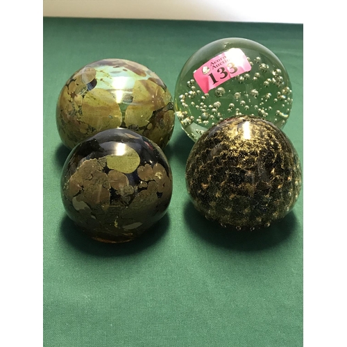 133 - 4 X GLASS PAPERWEIGHT