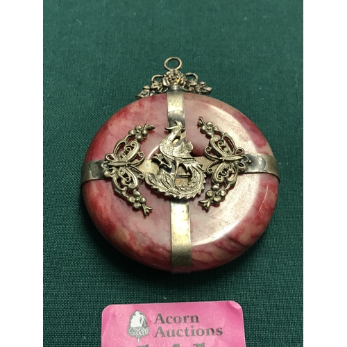 141 - DECORATIVE ORIENTAL PENDANT ? WITH DRAGON DETAIL & PHEONIX DETAIL ON REVERSE