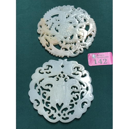 142 - PAIR OF ORIENTAL CIRCULAR ITEMS - 9CMS DIAM