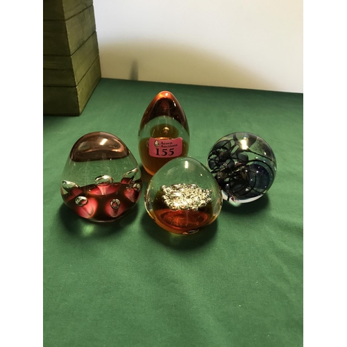 155 - 4 X GLASS PAPERWEIGHTS