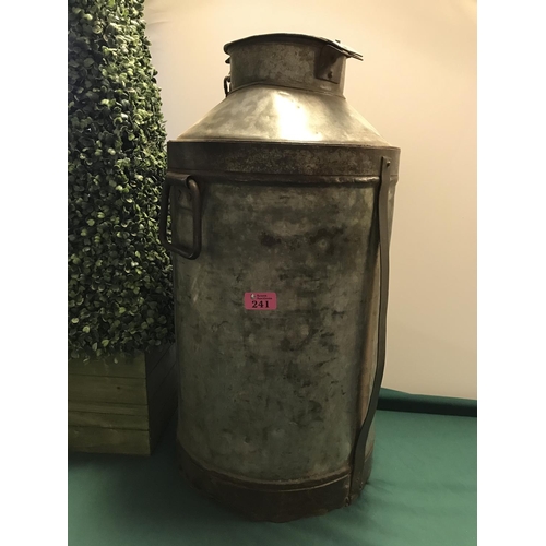 241 - TALL GALVANISED CHURN WITH 2 HANDLES - 64CMS H