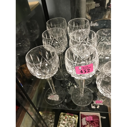 452 - 6 X WATERFORD WINE GLASSES