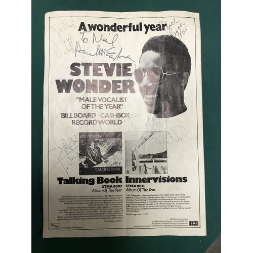 489 - STEVIE WONDER AT THE RAINBOW THEATRE CONCERT - SIGNED POSTER