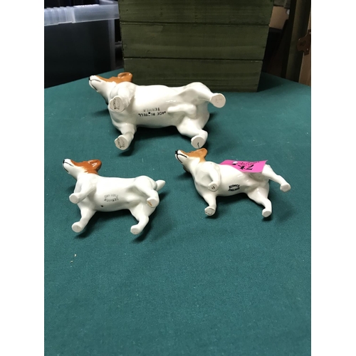 542 - 3 X BESWICK JACK RUSSEL DOGS