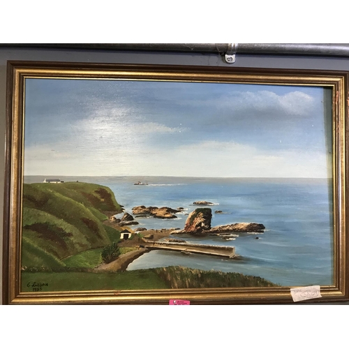 592 - FRAMED OIL ON BOARD - SIGNED E. LOBBAN 1985 - 64CMS X 46CMS