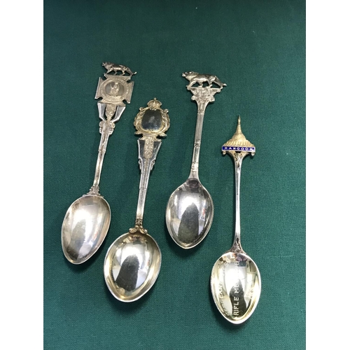 66 - 3 X HALLMARKED SILVER COLLECTORS SPOONS & 1 X OTHER - 3 = 58GRMS