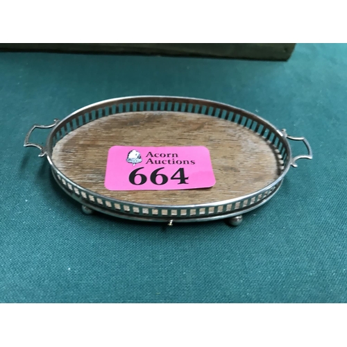 664 - MINIATURE SILVER HALLMARKED GALLERY TRAY