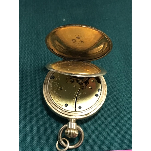 76 - PRETTY LADIES POCKET WATCH WITH 2 PLATES OF 14CT GOLD AM WATCH CO, WALTHAM, MASS - MARKED DAVID TO B... 