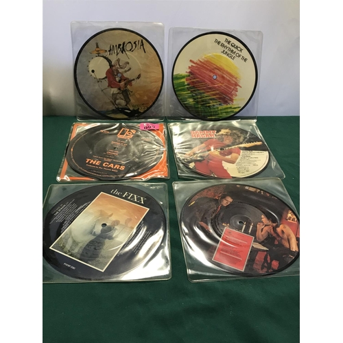 99 - 6 X LIMITED EDITION 45s PICTURE DISCS INC THE CARS, AMBROSIA & THE QUICK ETC