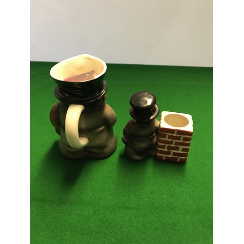 100 - LOVELY GOEBEL CHARACTER JUG & CHIMNEY SWEEP HOLDER