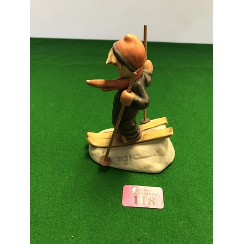 118 - LOVELY COLLECTABLE HUMMEL SKIING FIGURE - 13CMS H