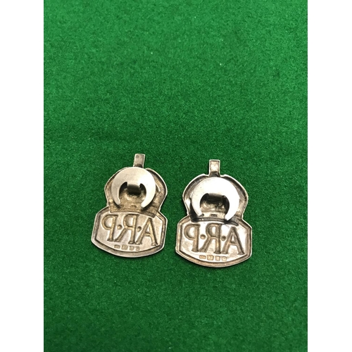 138 - PAIR OF SILVER HALLMARKED ARP BADGES