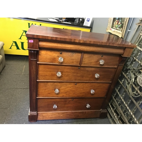 15 - LARGE EARLY 2 OVER 3 CHEST OF DRAWERS WITH SECRET DRAWER TO TOP - 120CMS W X 126CMS H X 53CMS D - CO... 