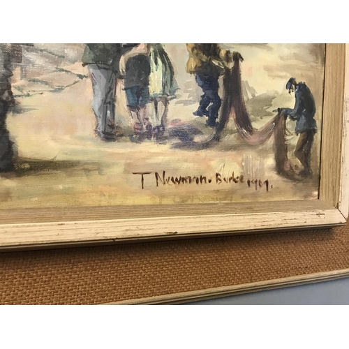 16 - FRAMED OIL ON CANVAS - SIGNED T. NEWMAN-BURKE DATED 1961 ? - 105CMS X 65CMS