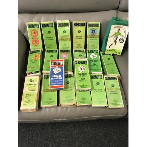 179 - LARGE QTY OF VINTAGE USED BOXED SUBBUTEO FOOTBALL TEAMS - SOME A/F, SOME MISSING - APPROX 24 TEAMS I... 