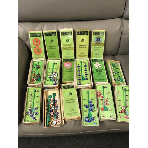 179 - LARGE QTY OF VINTAGE USED BOXED SUBBUTEO FOOTBALL TEAMS - SOME A/F, SOME MISSING - APPROX 24 TEAMS I... 