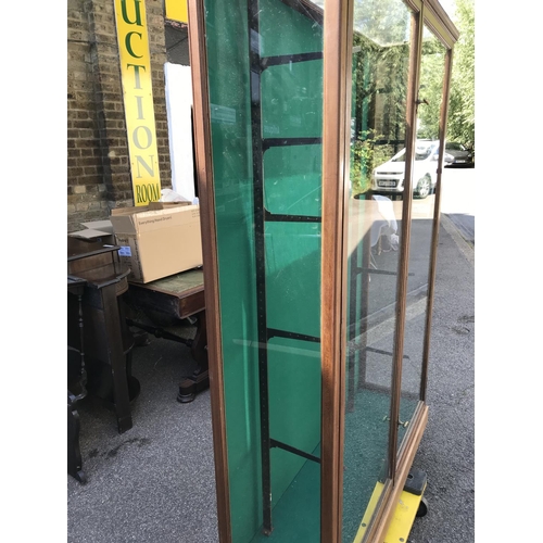 2 - VERY LARGE EARLY SHOP DISPLAY CABINET WITH 2 GLASS DOORS TO FRONT & GLASS SIDES, 5 X SHELVES - 130CM... 