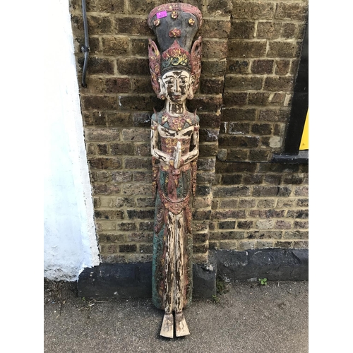 22 - LOVELY WOODEN CARVED DEITY FIGURE - STANDS 152CMS H - COLLECTION ONLY OR ARRANGE OWN COURIER