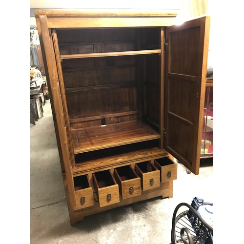 3 - VERY LARGE ORIENTAL STYLE CABINET WITH 2 DOORS AND 7 DRAWERS BELOW - COULD BE USED FOR DRINKS CABINE... 