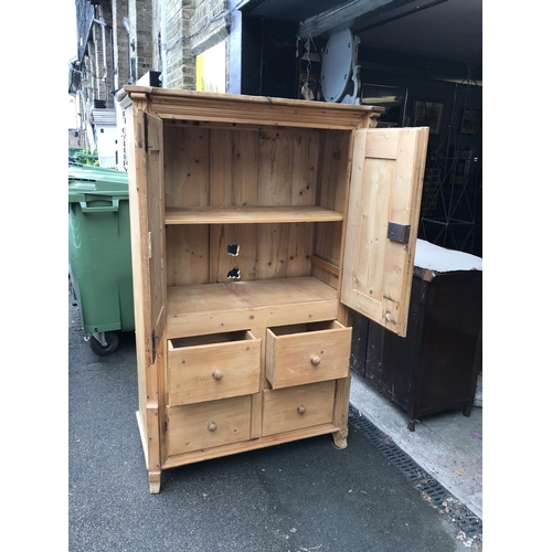 32 - LOVELY VINTAGE PINE CUPBOARD WITH 4 DRAWERS BELOW - 100CMS W X 177CMS H - COLLECTION ONLY OR ARRANGE... 