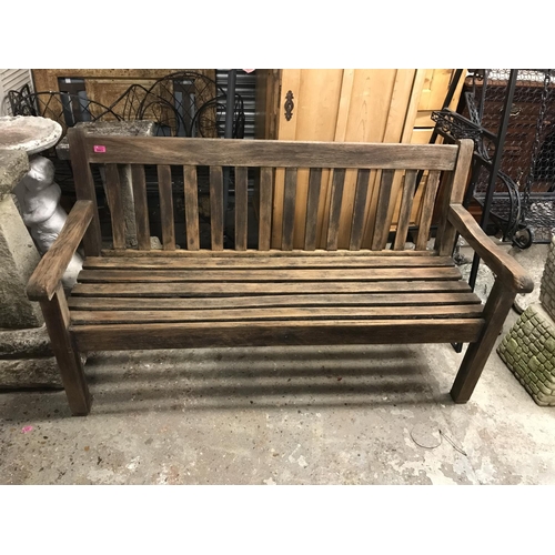 5 - LOVELY WOODEN HEAVY GARDEN BENCH - 155CMS LENGTH - COLLECTION ONLY OR ARRANGE OWN COURIER