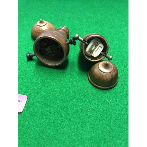 68 - 2 X EARLY WOODEN TREEN HANGING LIGHT FITTINGS