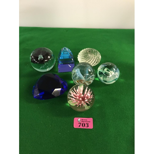 7 X GLASS PAPERWEIGHTS INC CAITHNESS MOON CRYSTAL