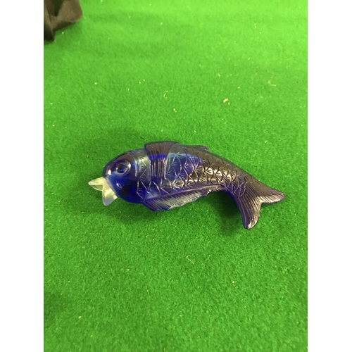 778 - ORIENTAL BLUE SCENT BOTTLE IN THE FORM OF A FISH - NO STOPPER - 9CMS L