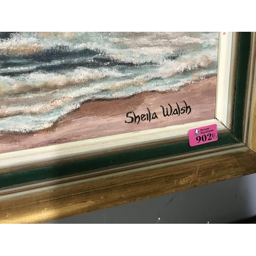 902B - LARGE FRAMED OIL ON CANVAS - BY SHEILA WALSH - 105CMS X 70CMS - COLLECTION ONLY OR ARRANGE OWN COURI... 