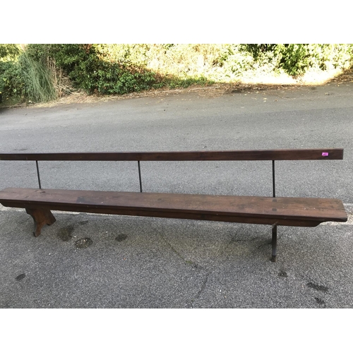 1 - VERY LONG WOOD AND METAL BENCH - CAN BE USED IN GARDEN OR INSIDE THE HOME - APPROX 334 LONG X DEPTH ... 