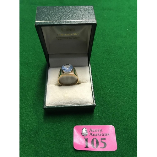 105 - 9CT GOLD RING SET STONE - WEIGHT OVERALL 5GRMS - BOX FOR DISPLAY PURPOSE ONLY