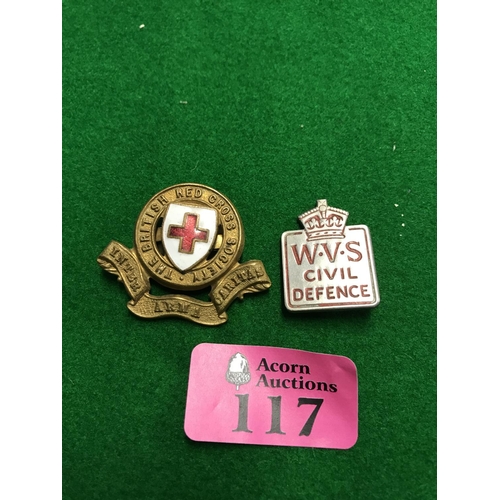 117 - LOVELY THE BRITISH RED CROSS SOCIETY & WVS CIVIL DEFENCE BROOCHES