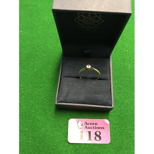 118 - PRETTY 18CT GOLD DIAMOND SOLITAIRE RING - BOX FOR DISPLAY PURPOSE ONLY