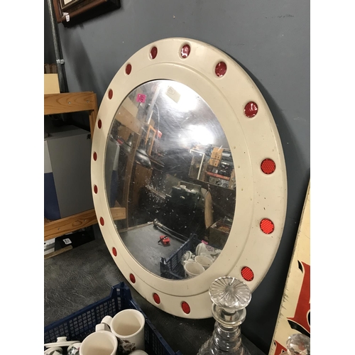 172 - LARGE FAIRGROUND MIRROR WITH CONVEX GLASS - USED CONDITION - 74CMS DIAM