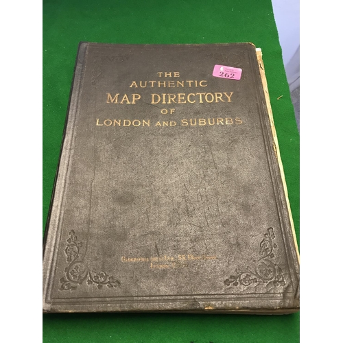 262 - LARGE VINTAGE 1923 THE AUTHENTIC MAP DIRECTORY OF LONDON AND SUBURBS