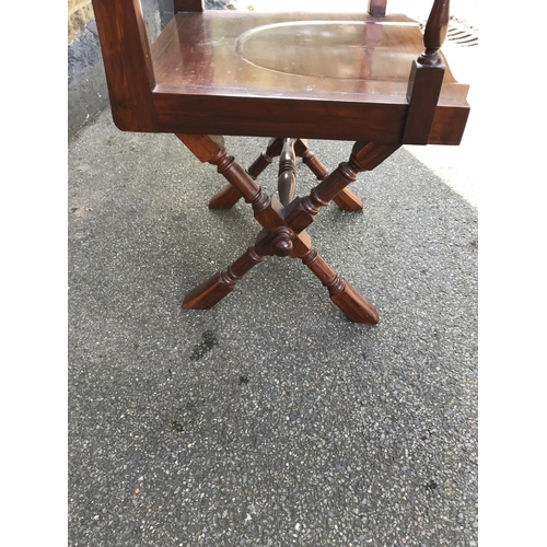 321 - LOVELY SINGLE WOODEN CHAIR WITH CROSS STRUT BASE - COLLECTION ONLY OR ARRANGE OWN COURIER