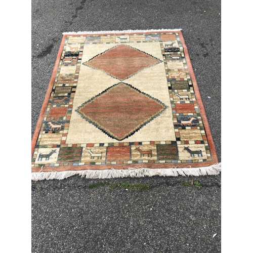 40 - LARGE PATTERNED RUG - GOOD CONDITION - 120CMS X 150CMS