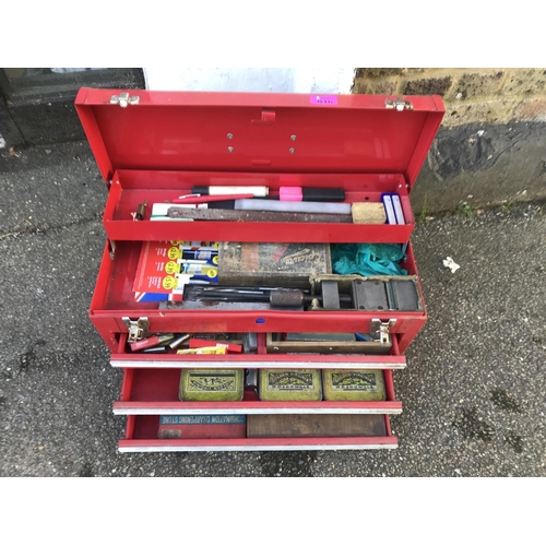 46 - METAL TOOL CHEST WITH VARIOUS ENGINEERING TOOLS - COLLECTION ONLY OR ARRANGE OWN COURIER