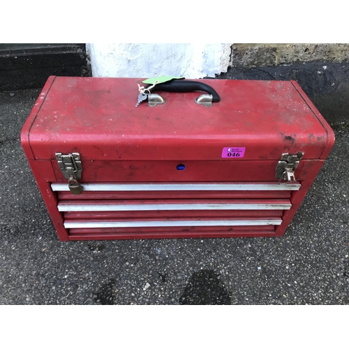 46 - METAL TOOL CHEST WITH VARIOUS ENGINEERING TOOLS - COLLECTION ONLY OR ARRANGE OWN COURIER