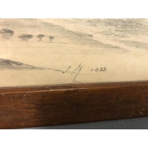 68 - FRAMED & GLAZED SKETCH - DATED 1833 - SIGNED BY ARTIST - 29CMS X 24CMS