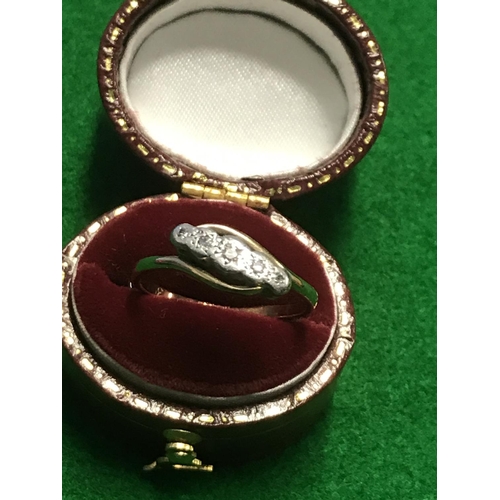 84 - 9CT GOLD & PLATIGNUM 3 STONE DIAMOND RING - BOX FOR DISPLAY PURPOSES ONLY