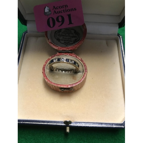 91 - LOVELY 9CT GOLD ETERNITY RING SET STONES - BOX FOR DISPLAY PURPOSES ONLY