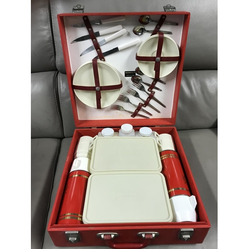 351 - VINTAGE RED CASED SIRRAM PICNIC SET