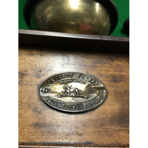 372 - LOVELY  FRENCH WOODEN GRINDER WITH PLAQUE WHICH READS 